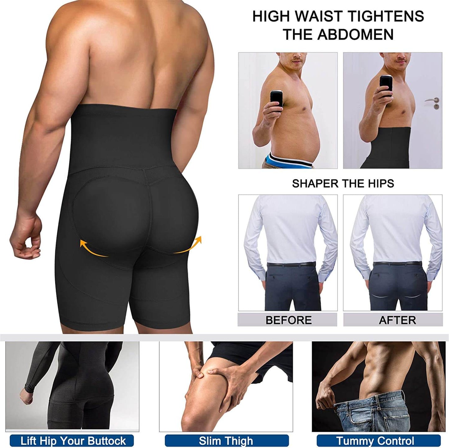 Men's Girdle Tummy Control Shorts With Removable Pads