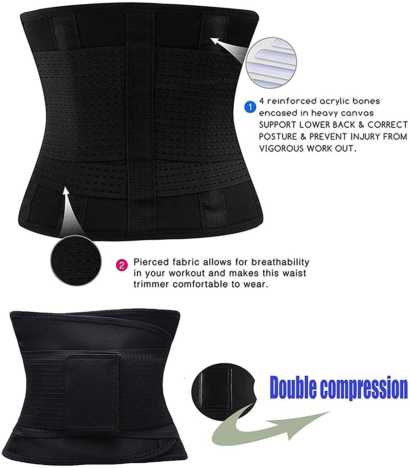 Men Adjustable Workout Waist Trainer - Running & Weightlifting, Joint Stabilizer with Compression Straps