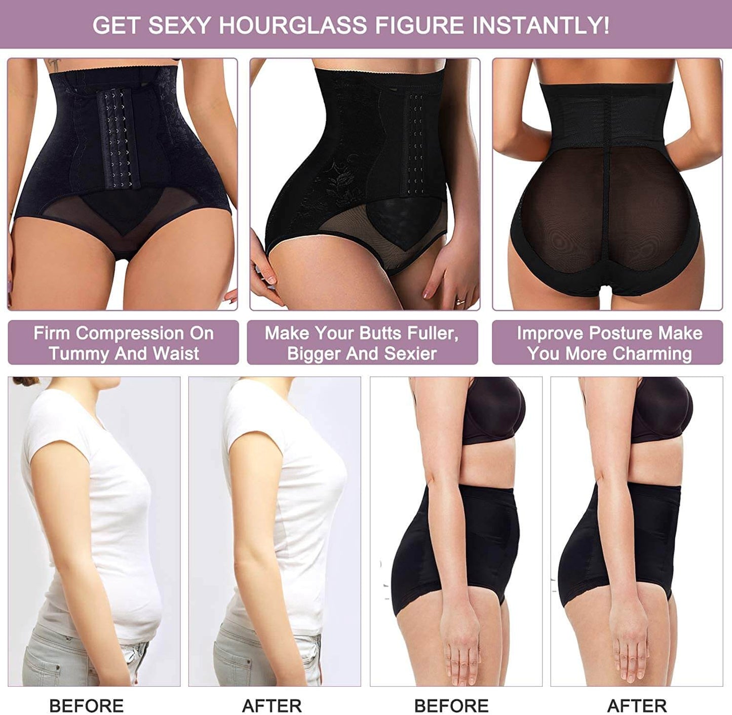 High Waisted Tummy Control Shapewear for Women - Cooling & Breathable Slimming Panties