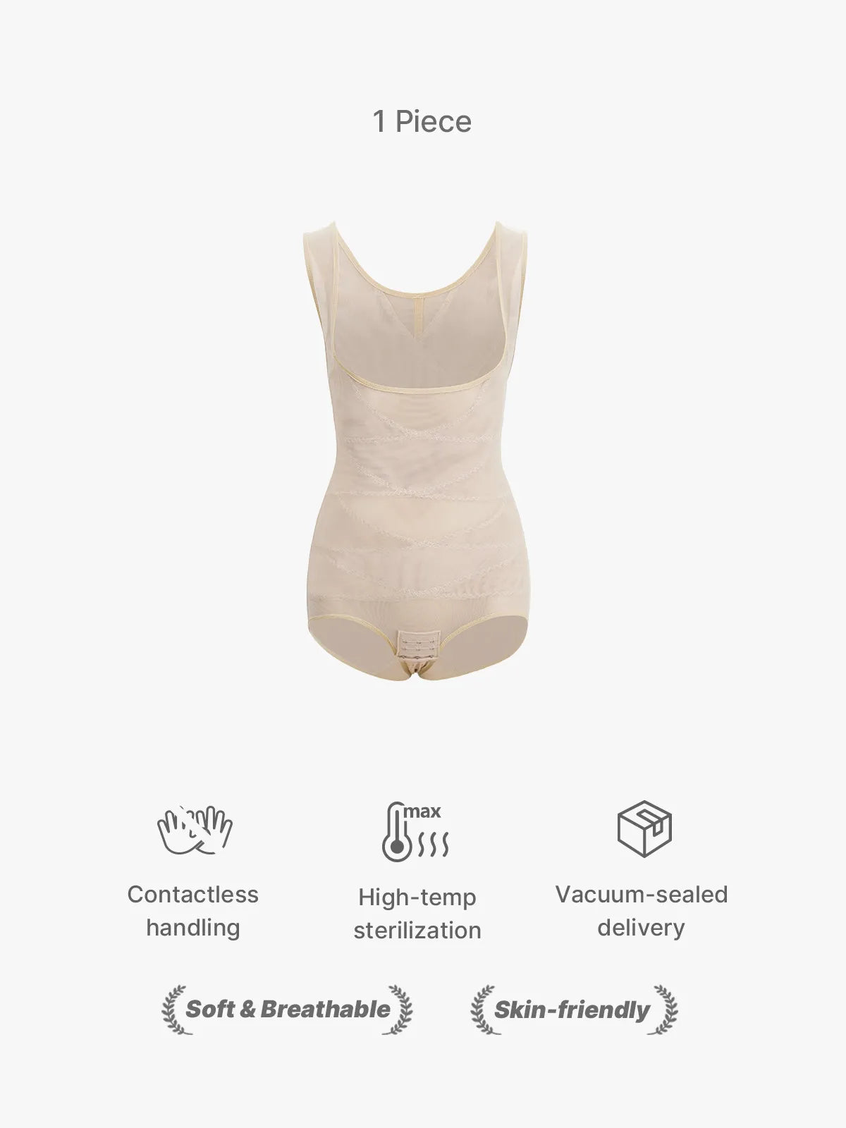 Breathable Mesh Shapewear Bodysuit with Crotch Snap High Waisted Tummy Control