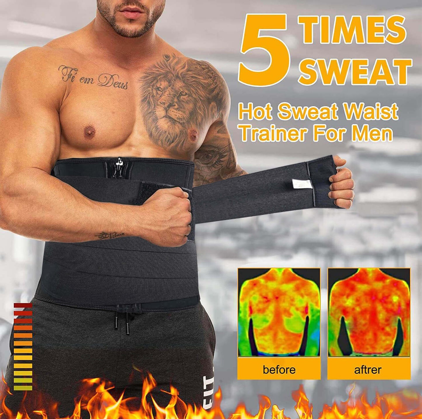 Men Waist Trainer Trimmer for Weight Loss Tummy Control Compression Shapewear Body Shaper Sweat Belt