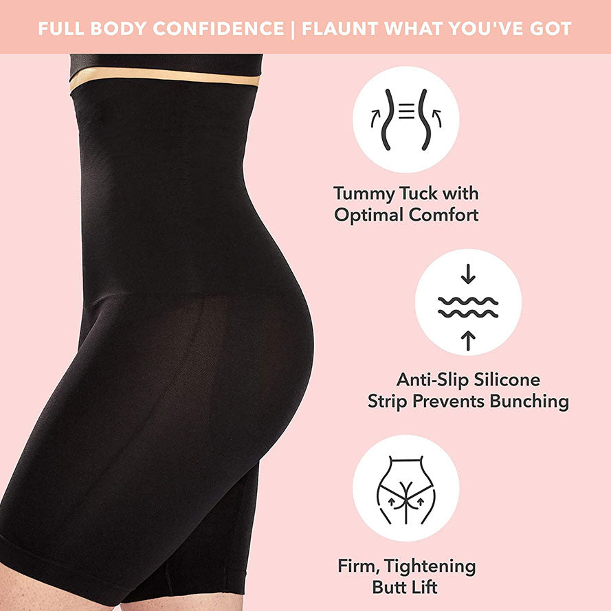 High Waisted Body Shaper Shorts - Shapewear for Women Tummy Control Small to Plus-Size