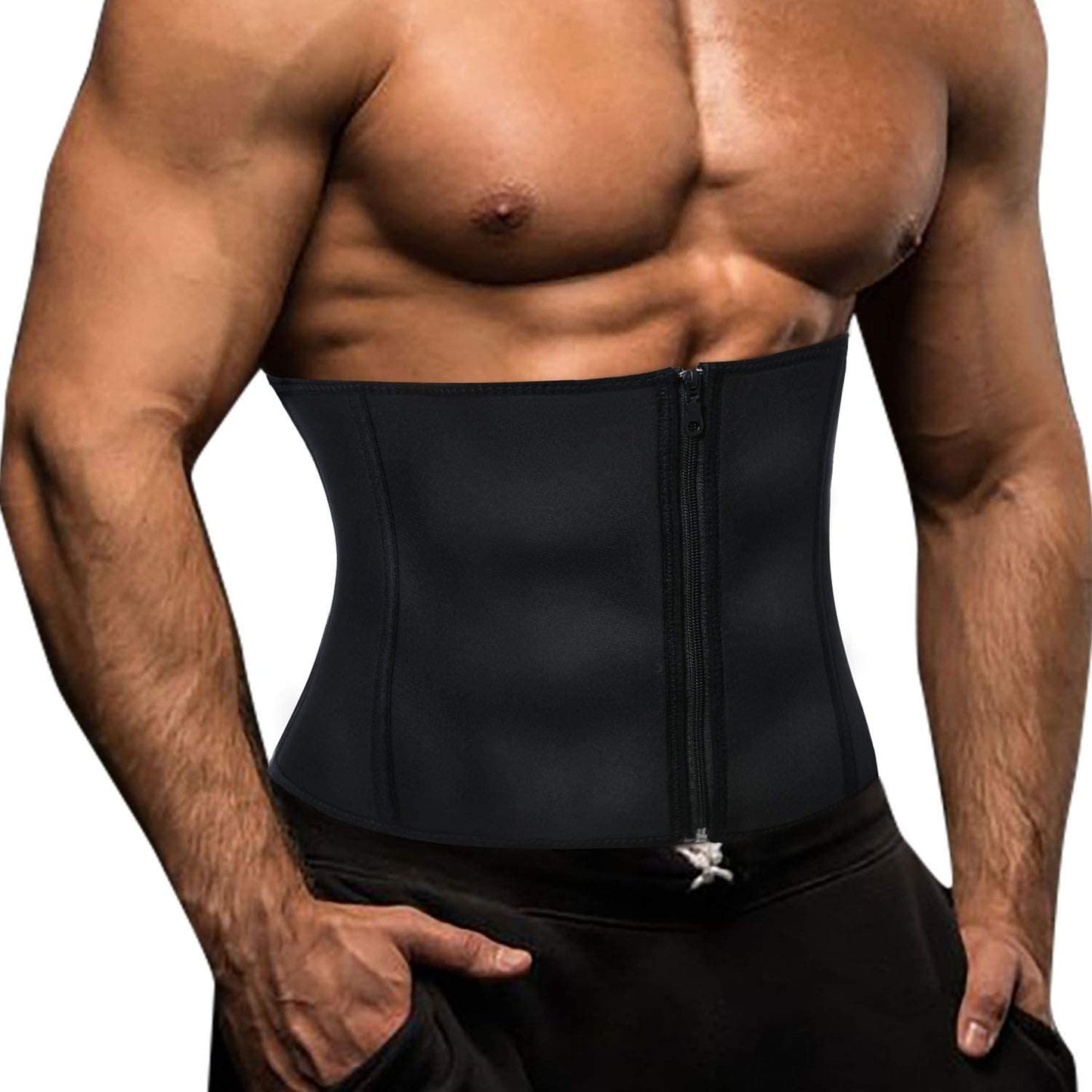 Mens Sweat Sauna Suit Waist Trainer Neoprene Workout Body Shaper Slimming Corset Adjustable Belt Back Support Band