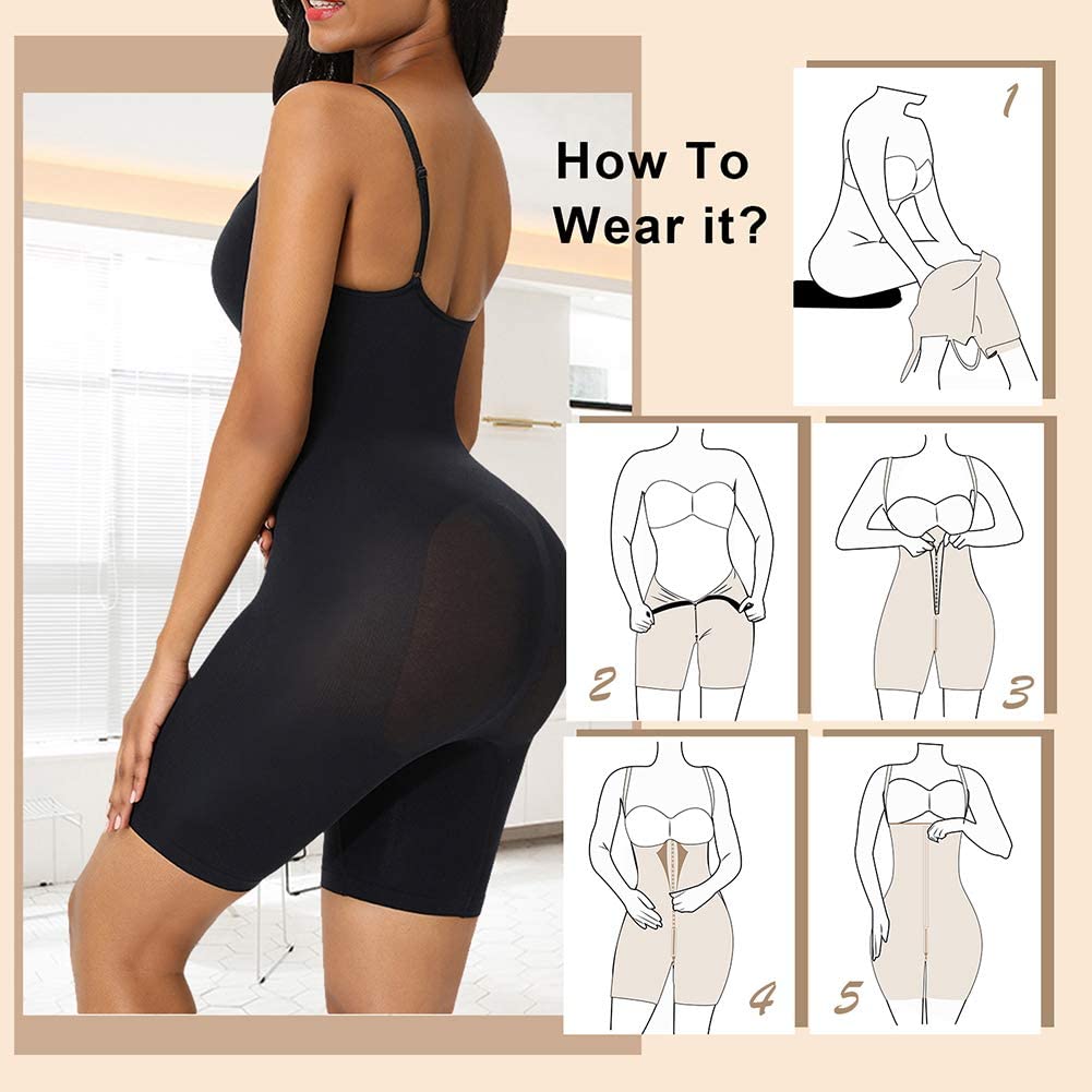 Women Tummy Control Butt Lifter Bodysuit Seamless Low Back Invisible Under Dress