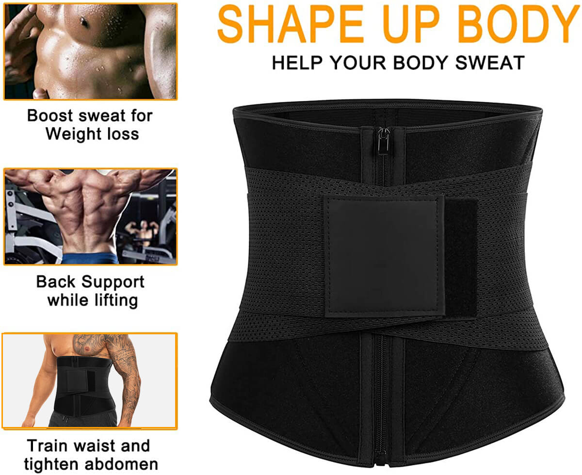 Men Waist Trainer Belt Tummy Control Waist Cincher Trimmer Sauna Sweat Workout Girdle Slim Belly Band