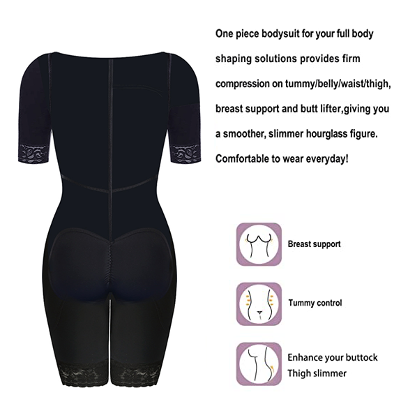 Women’s Waist Trainer Bodysuit Butt Lifter Tummy Control Shapewear Hi-Waist Thigh Slimmer Full Body Shaper Open Bust