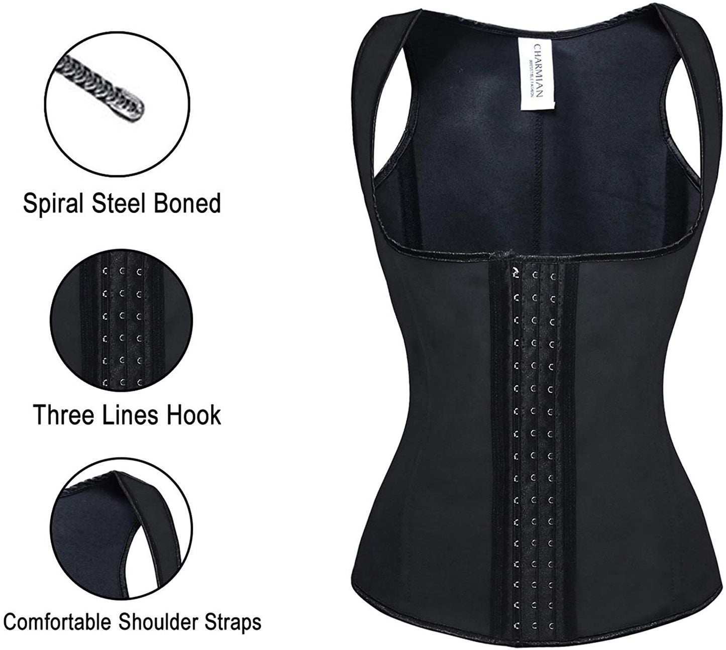 Women's Latex Underbust Waist Training Steel Boned Shapewear Corset