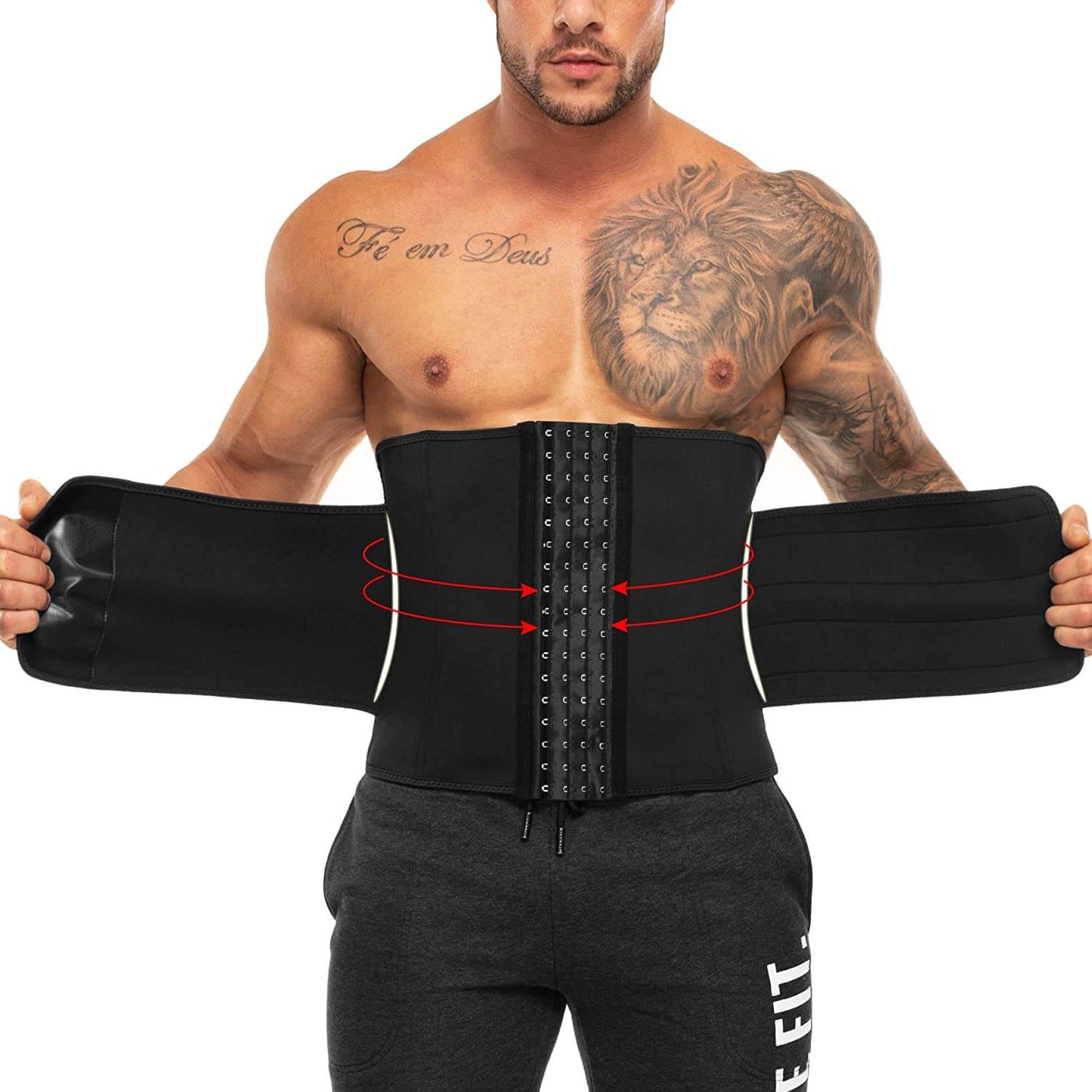 Mens Sweat Sauna Suit Waist Trainer Neoprene Workout Body Shaper Slimming Corset Adjustable Belt Back Support Band