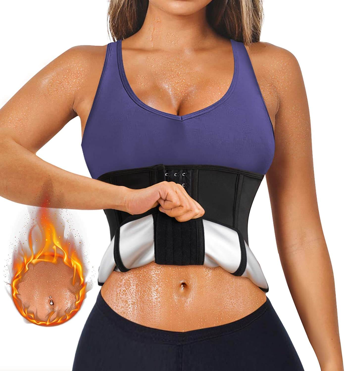 Workout Waist Trainer Women Sweat Waist Trimmer  Body Shaper Tummy Control Girdle Sauna Suit for Women