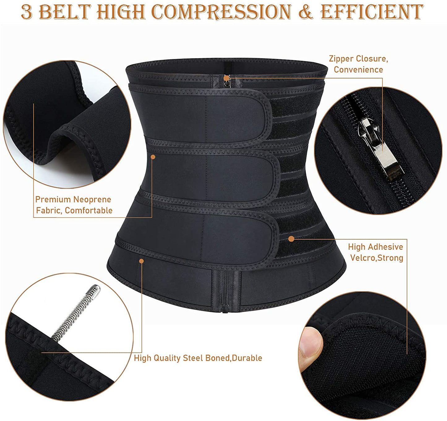 Women's Waist Trainer Neoprene Three-strip Corset Corset Drawstring Shapewear Workout Sports Belt