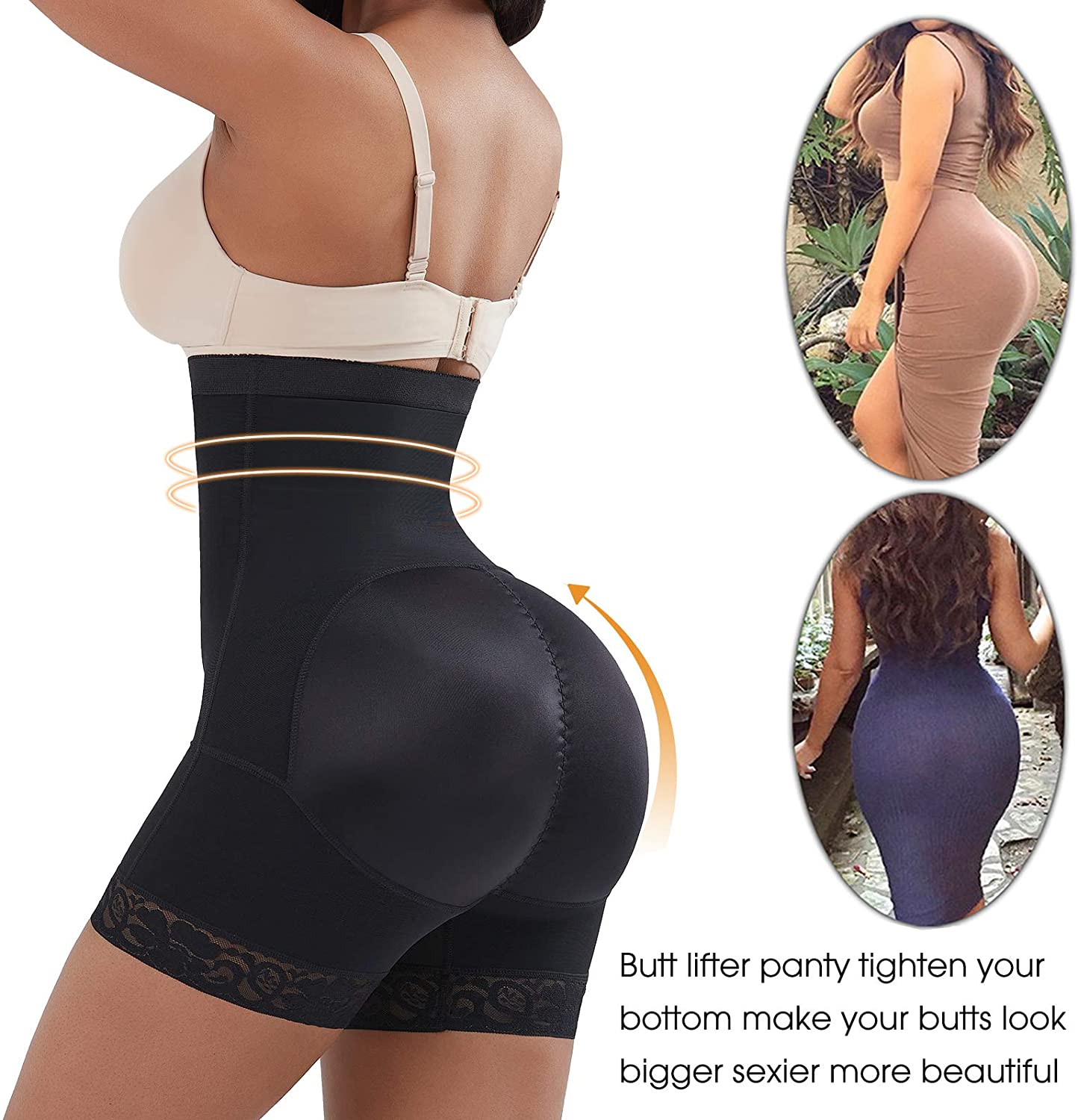 Women High Waist Body Shaper Butt Lifter Firm Control Shapewear Boyshorts