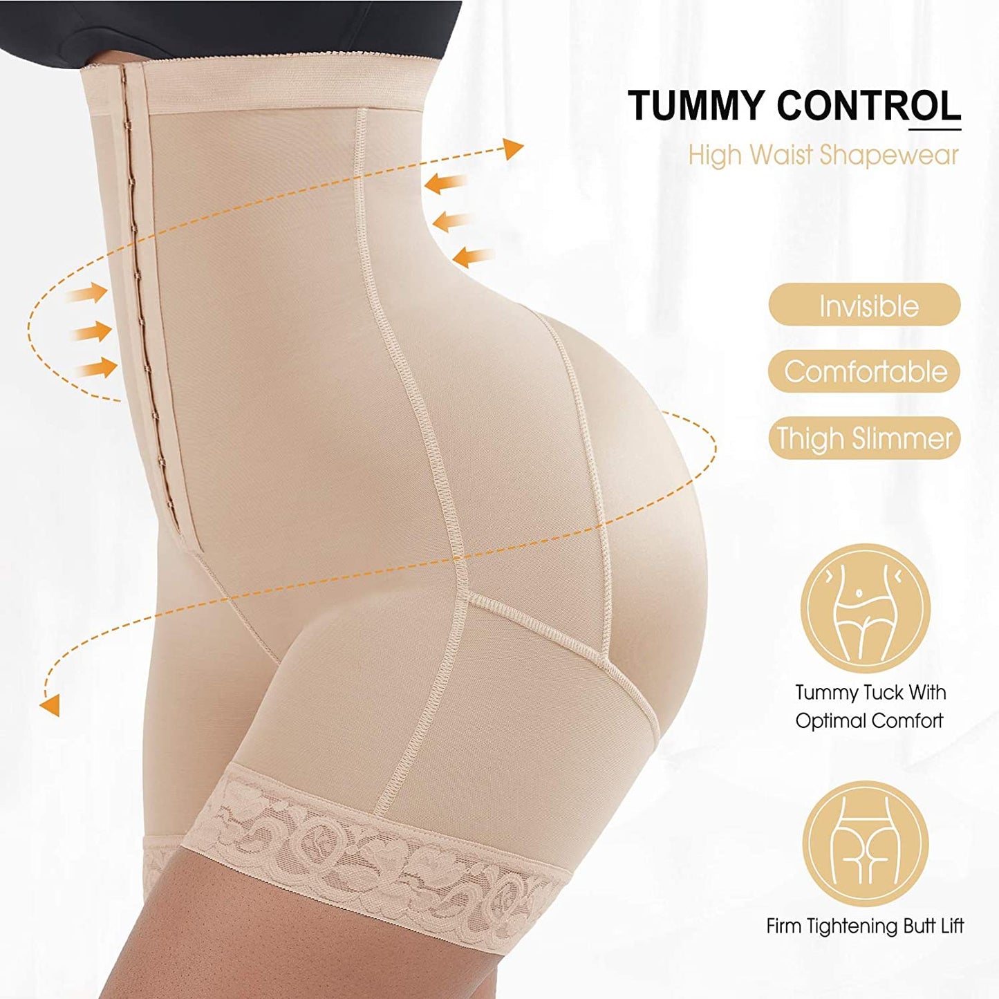 Women High Waist Body Shaper Butt Lifter Firm Control Shapewear Boyshorts