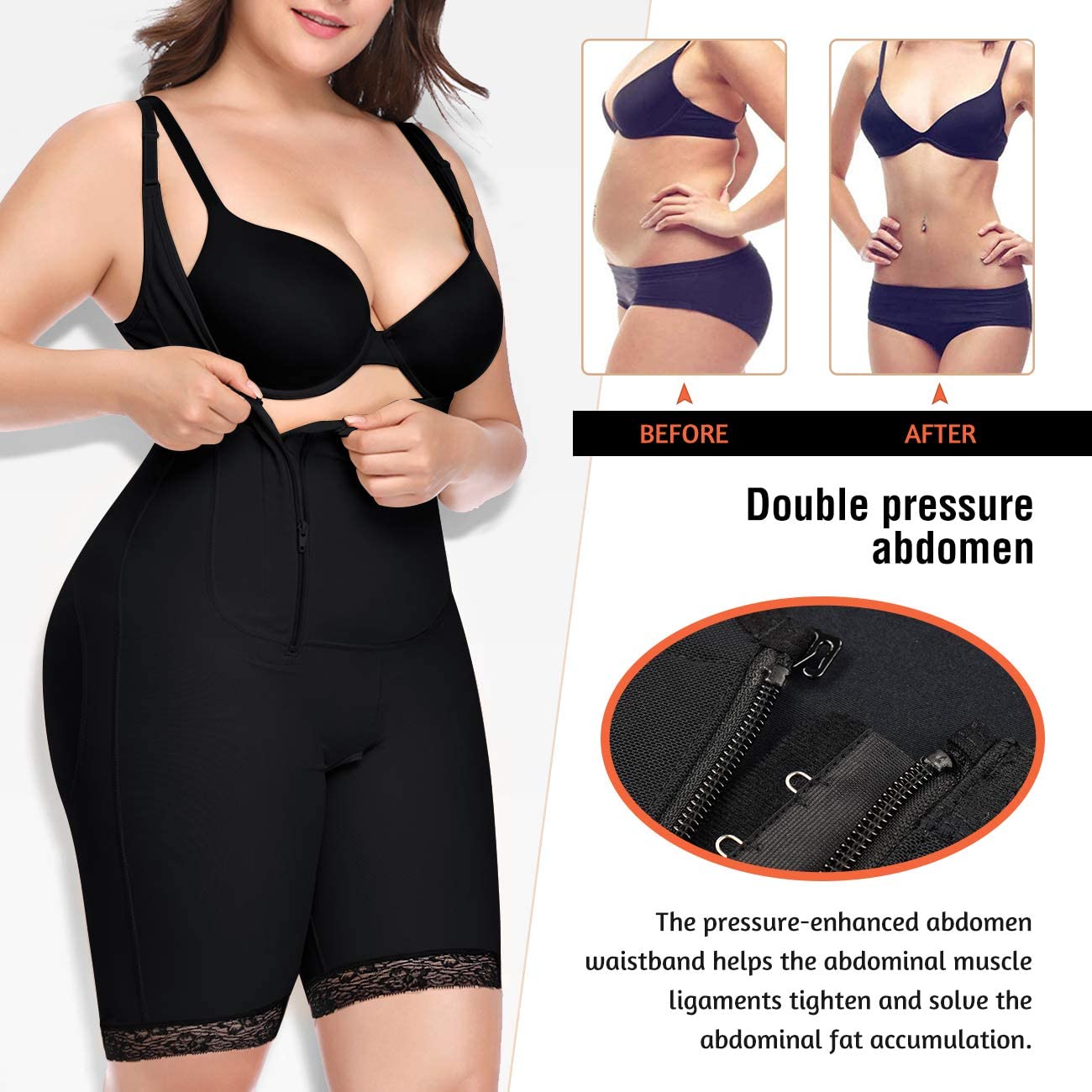 Womens Slimming Bodysuit Tummy Control Seamless Shapewear Full Body Shaper Corset