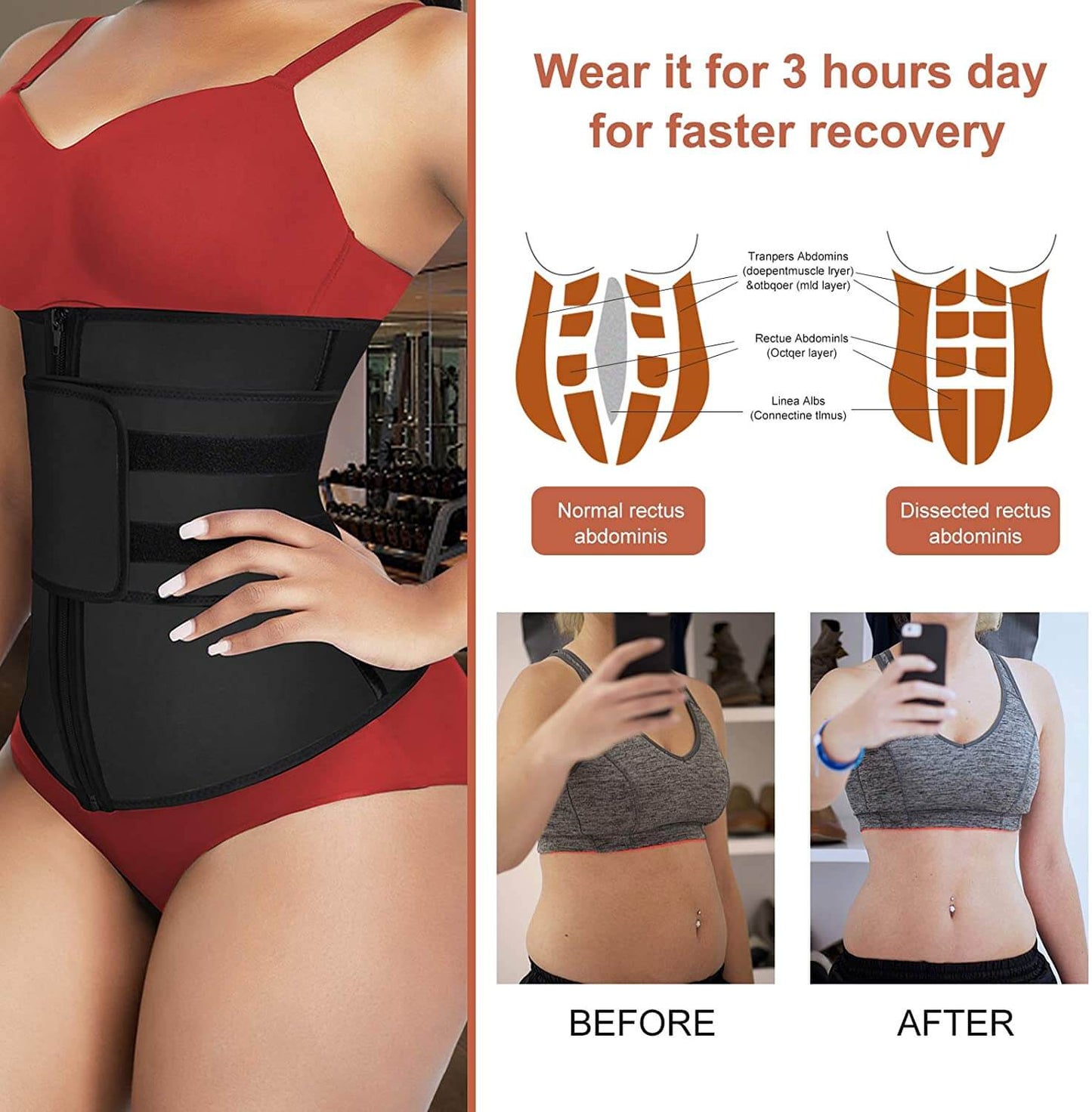 Waist Trainer Sauna Belt with Neoprene for Weight Loss