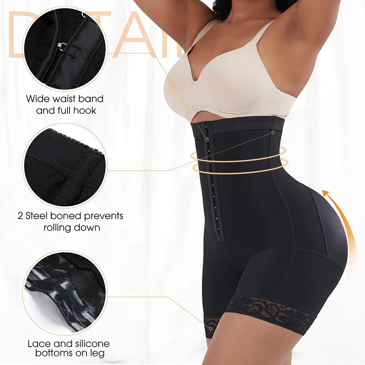 Women High Waist Body Shaper Butt Lifter Firm Control Shapewear Boyshorts