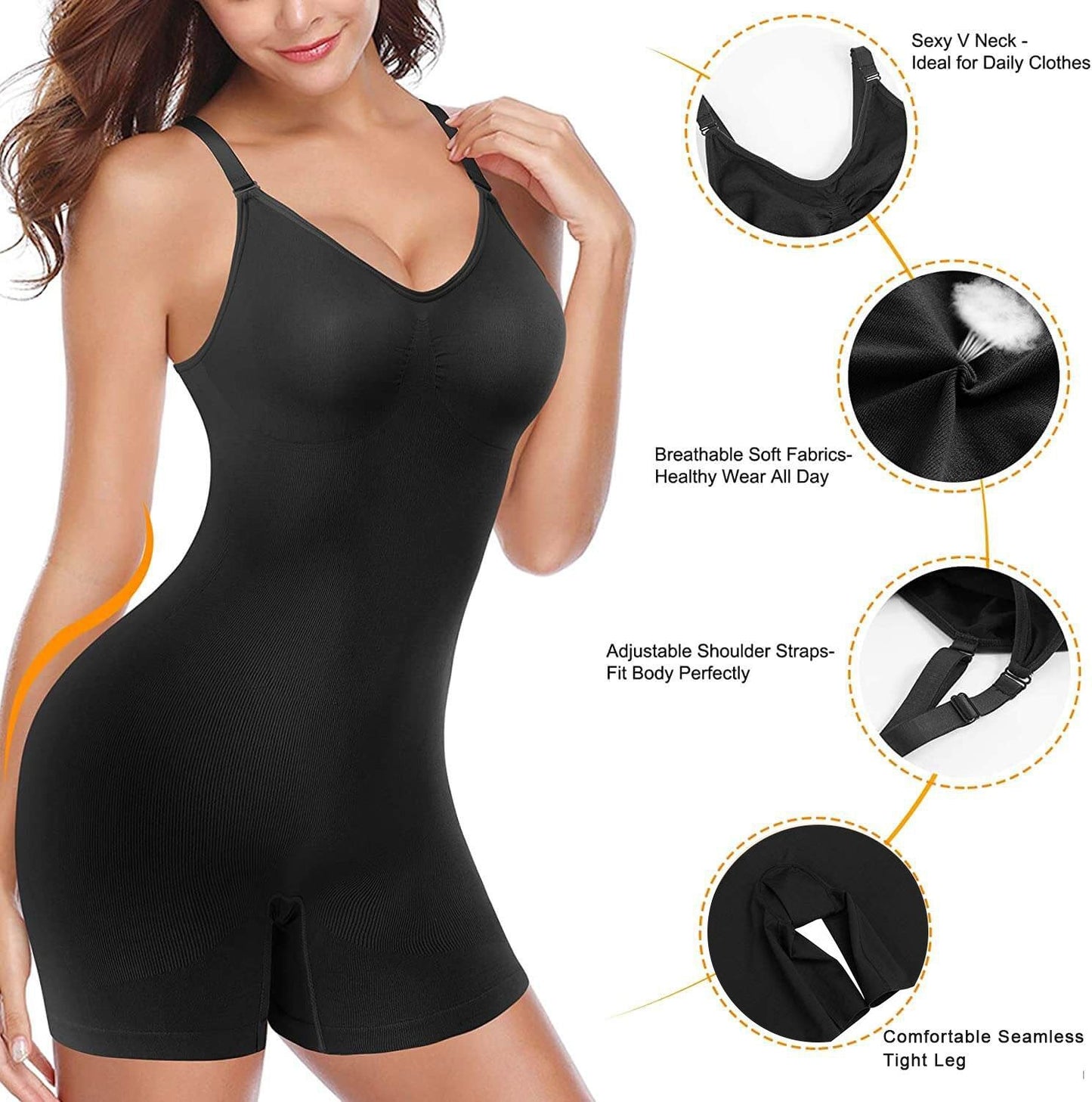 Women Tummy Control Butt Lifter Bodysuit Seamless Low Back Invisible Under Dress