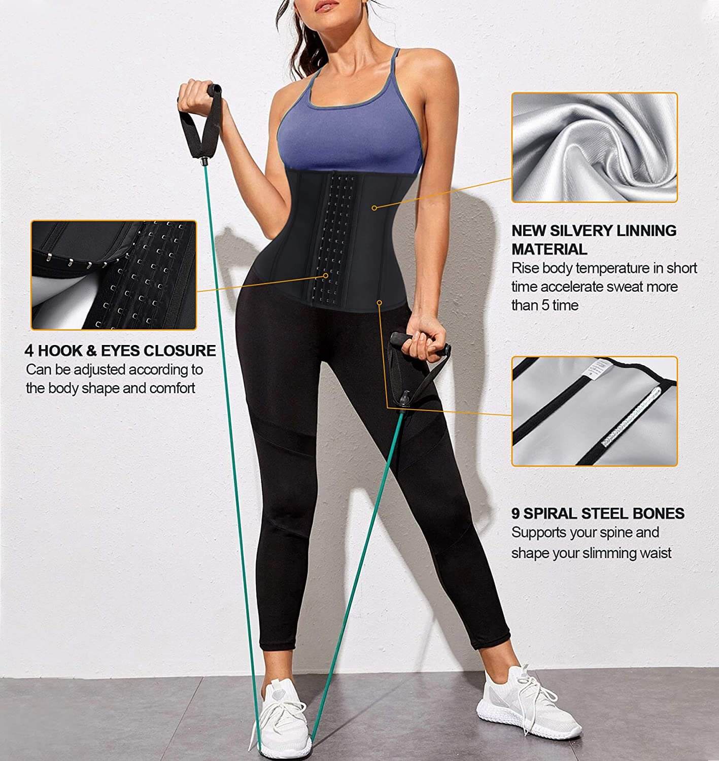 Workout Waist Trainer Women Sweat Waist Trimmer  Body Shaper Tummy Control Girdle Sauna Suit for Women