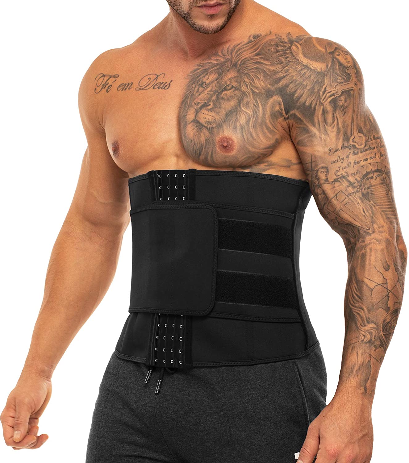 Mens Sweat Sauna Suit Waist Trainer Neoprene Workout Body Shaper Slimming Corset Adjustable Belt Back Support Band