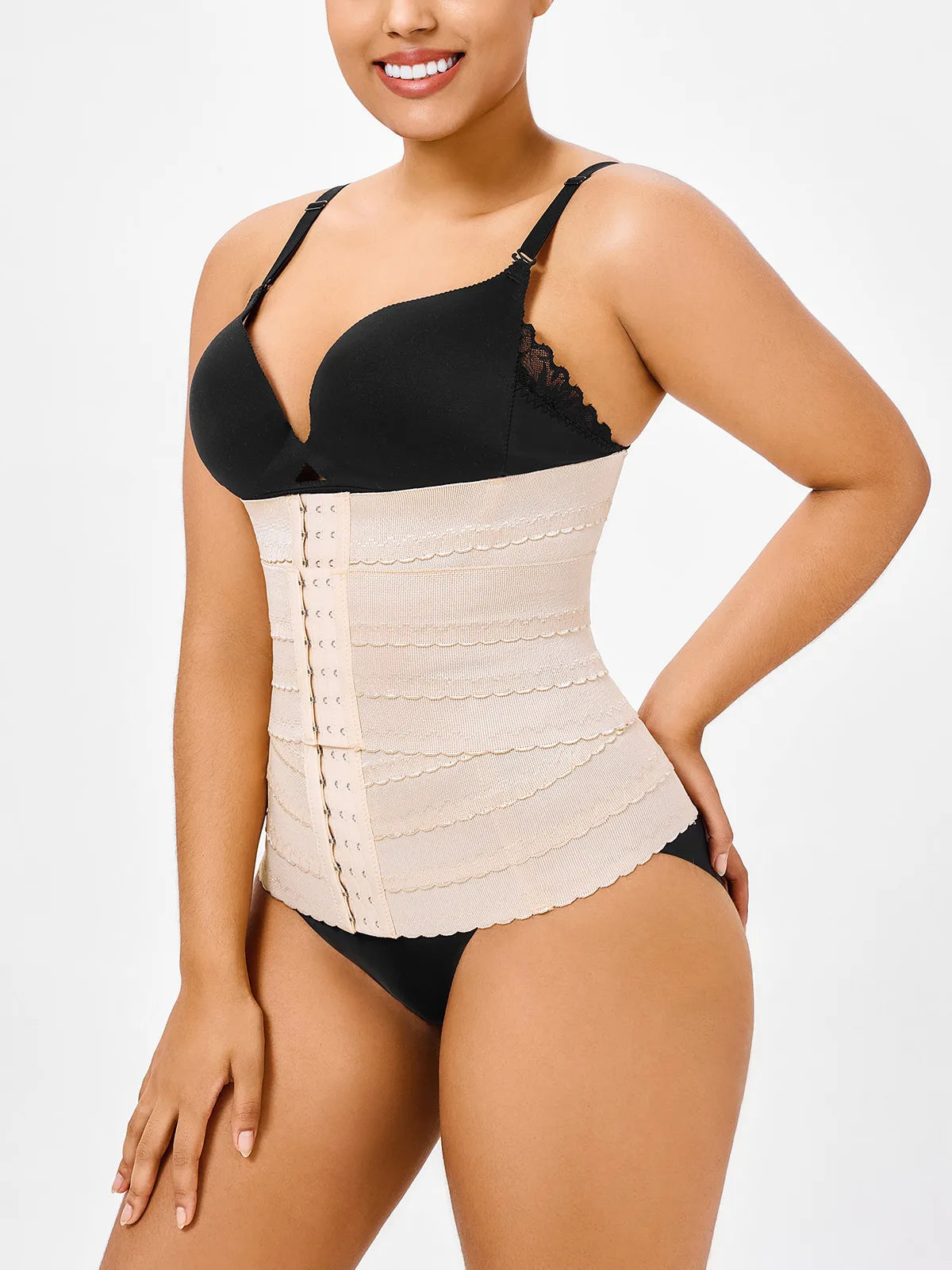 Steel Bones Waist Trainer for Women - Anti-Roll Tummy Control Corset with Adjustable Hook, Hourglass Body Shaper for All Day Wear & Workouts