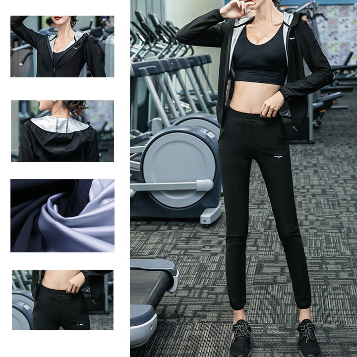 Women Hot Sweat Sauna Suit Waist Trainer Jacket Shaper Zipper Shirt Workout Long Sleeve Tops