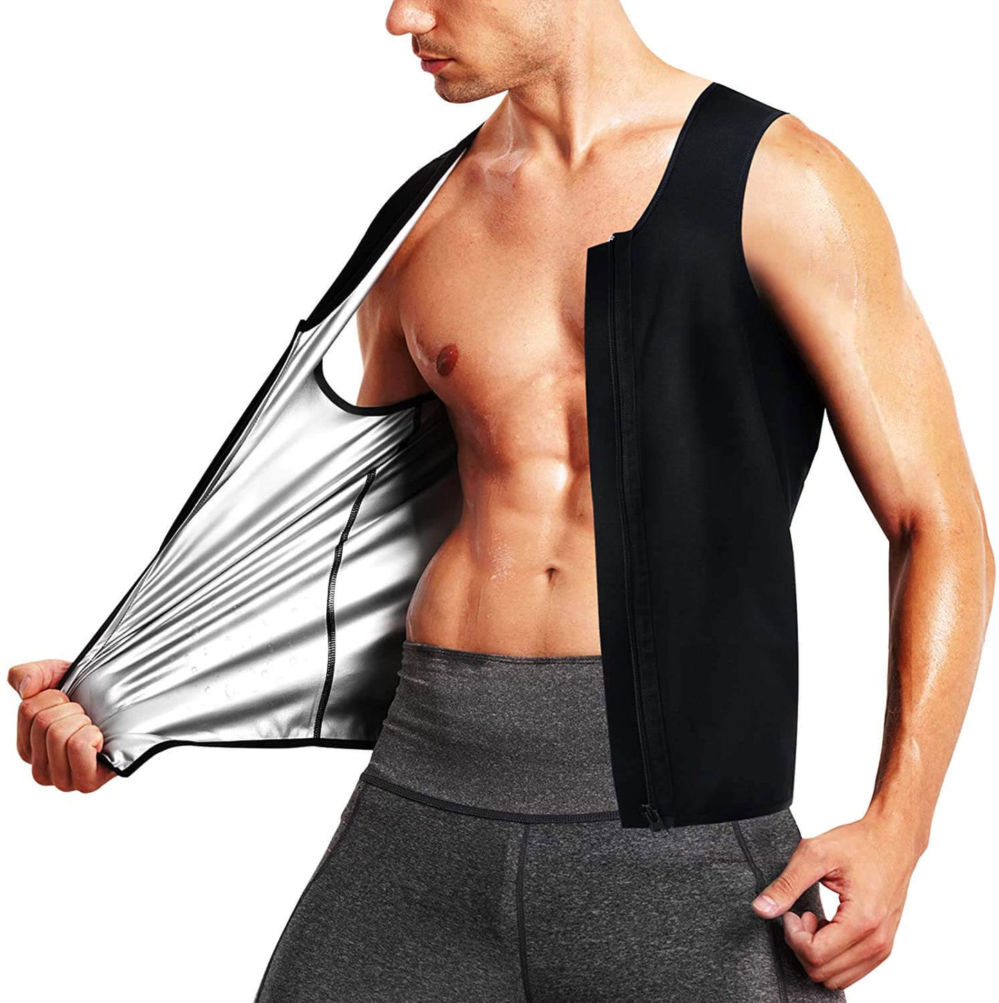 Men Sauna Sweat Zipper Vest