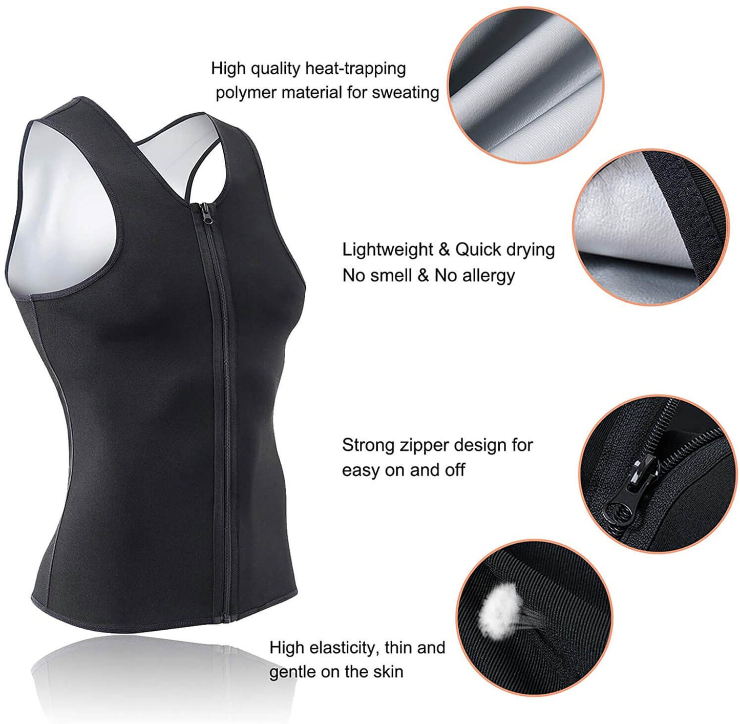 Men Sauna Sweat Zipper Vest