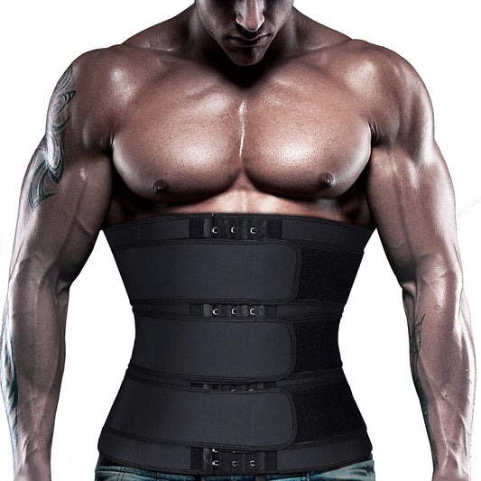 Neoprene Workout Waist Trainer Corset Cincher for Men Sweat Sauna Trimmer Belly with 3 Adjustable Belts