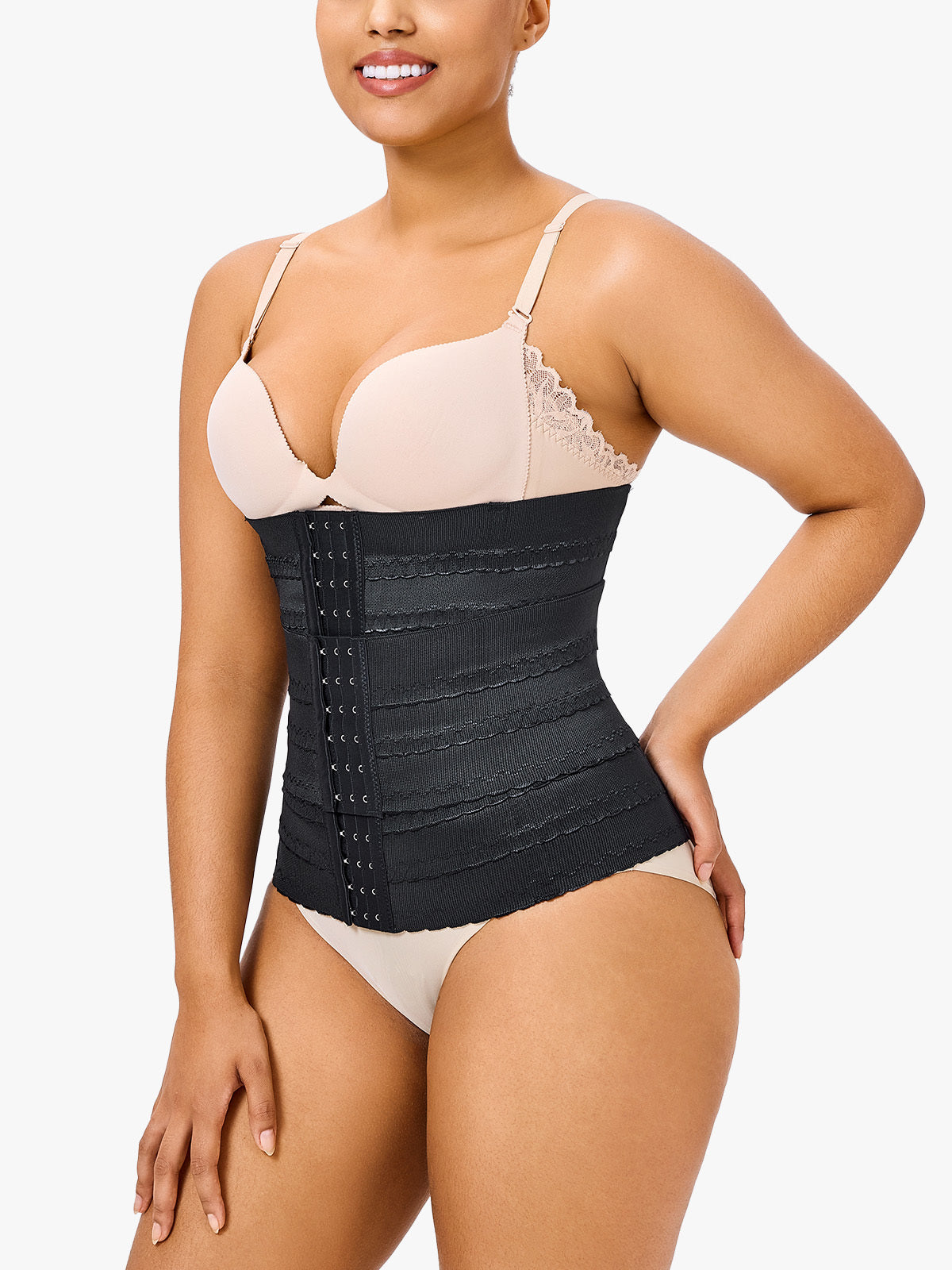 Steel Bones Waist Trainer for Women - Anti-Roll Tummy Control Corset with Adjustable Hook, Hourglass Body Shaper for All Day Wear & Workouts