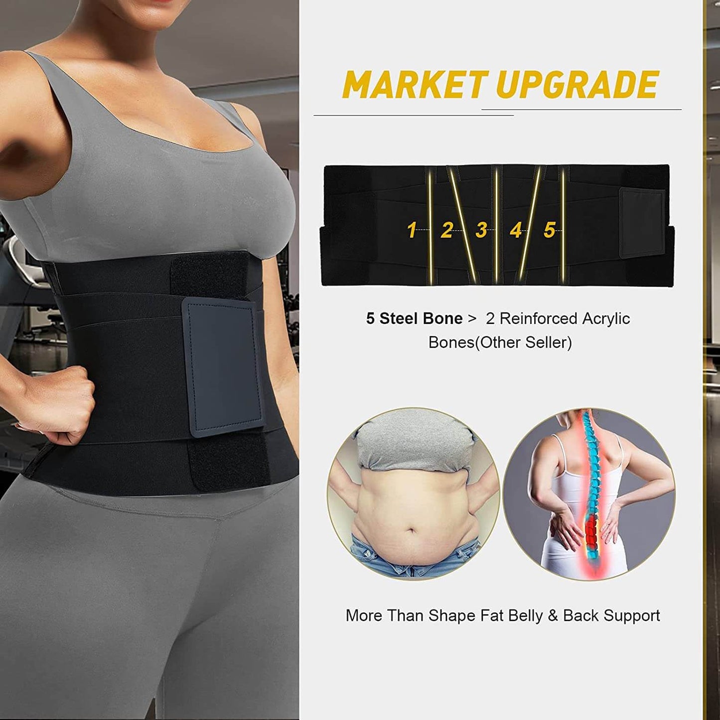 Waist Trainer Belt Waist Cincher Trimmer Belt Slimming Body Shaper Belt for Women & Man