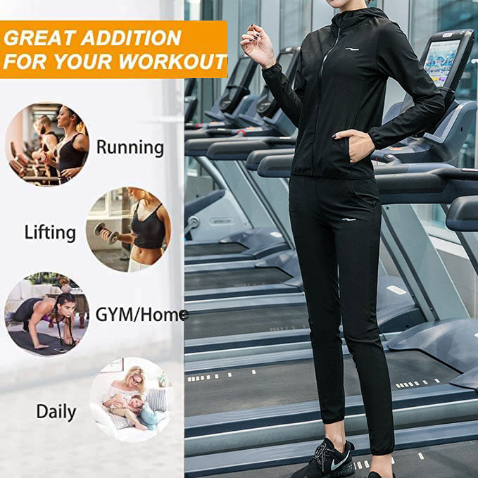 Women Hot Sweat Sauna Suit Waist Trainer Jacket Shaper Zipper Shirt Workout Long Sleeve Tops