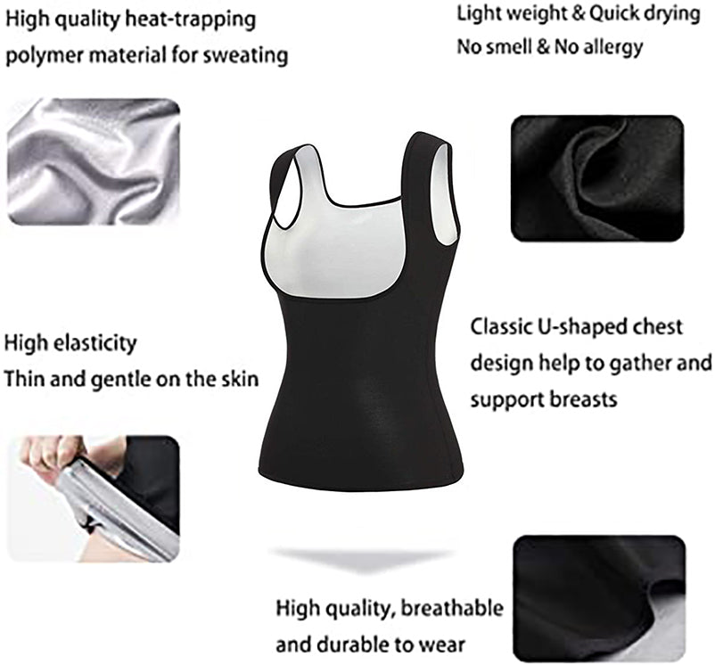 Women Sauna Sweat Vest Hot Polymer Waist Trainer Sauna Suit Workout Body Shaper Corset