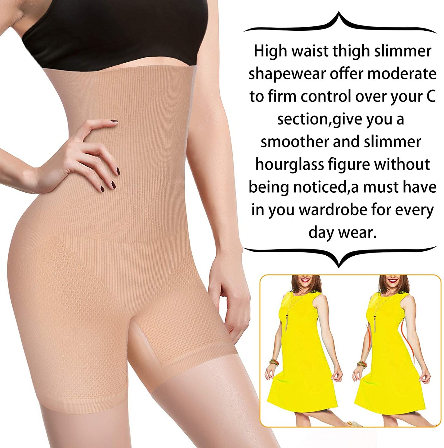 Women Waist Trainer Shapewear Tummy Control Body Shaper Shorts Hi-Waist Butt Lifter Thigh Slimmer