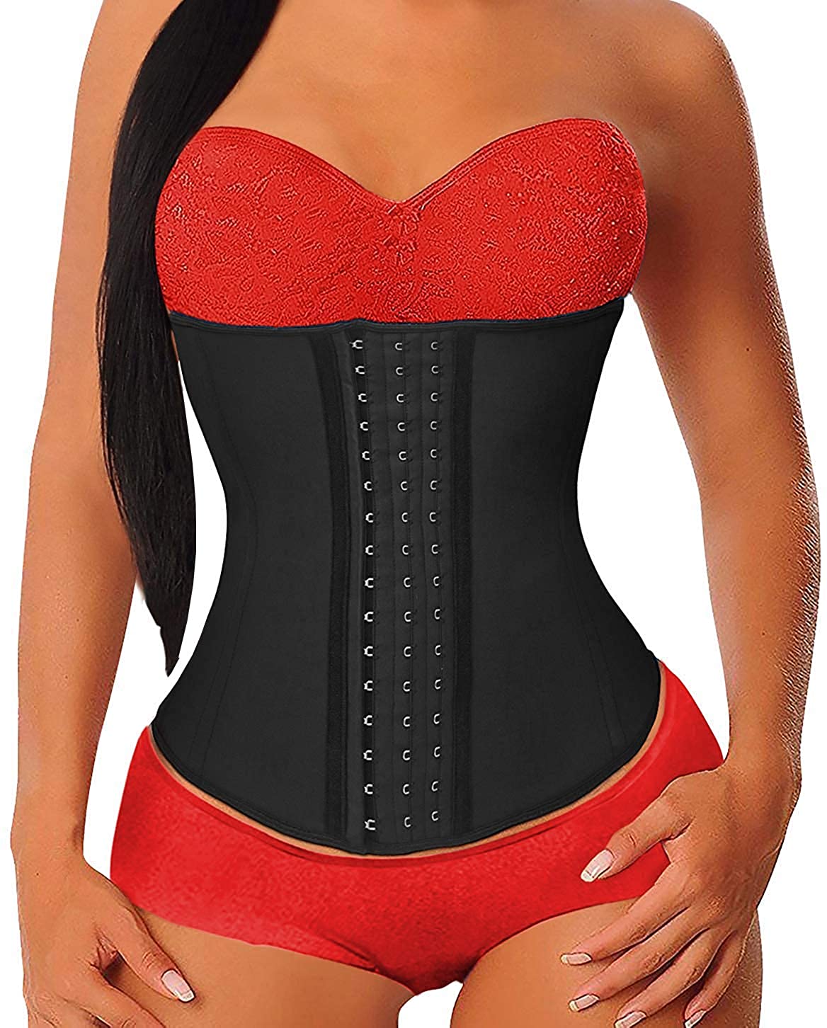 Womens Long Torso Waist Trainer Corsets Latex Waist Cincher Body Shaper Sports Girdle