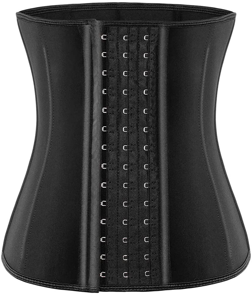 Womens Long Torso Waist Trainer Corsets Latex Waist Cincher Body Shaper Sports Girdle